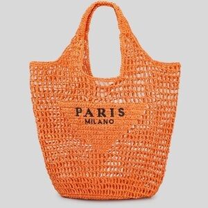 Bohemian Orange Straw Shoulder Fashion Summer Beach Tote Bag